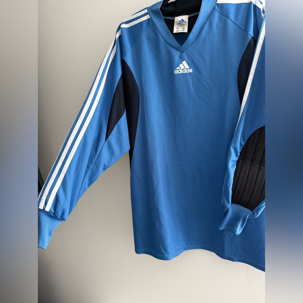 Adidas Men Blue White Black LongSleeve Goal Keeper Goalie Soccer Jersey Shirt XL - Picture 6 of 10
